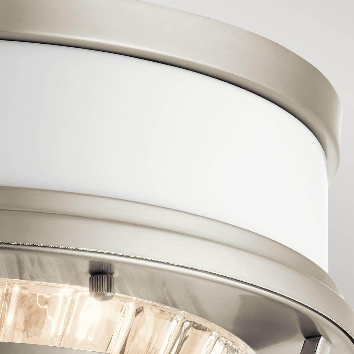 Plafonnier Tollis 2 lumières nickel satiné et blanc, verre