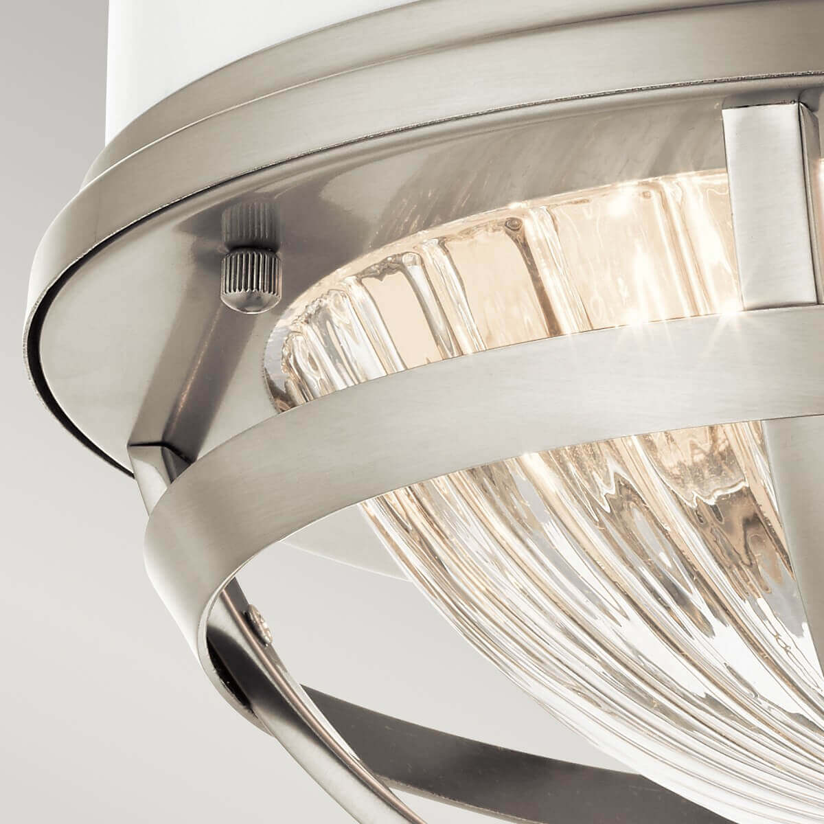 Plafonnier Tollis 2 lumières nickel satiné et blanc, verre
