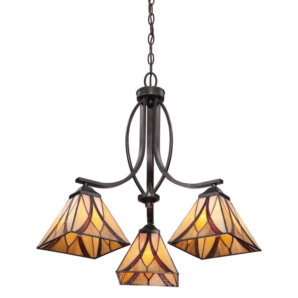 Lustre présenté de trois quarts, mettant en valeur la chaîne et le raccord bronze