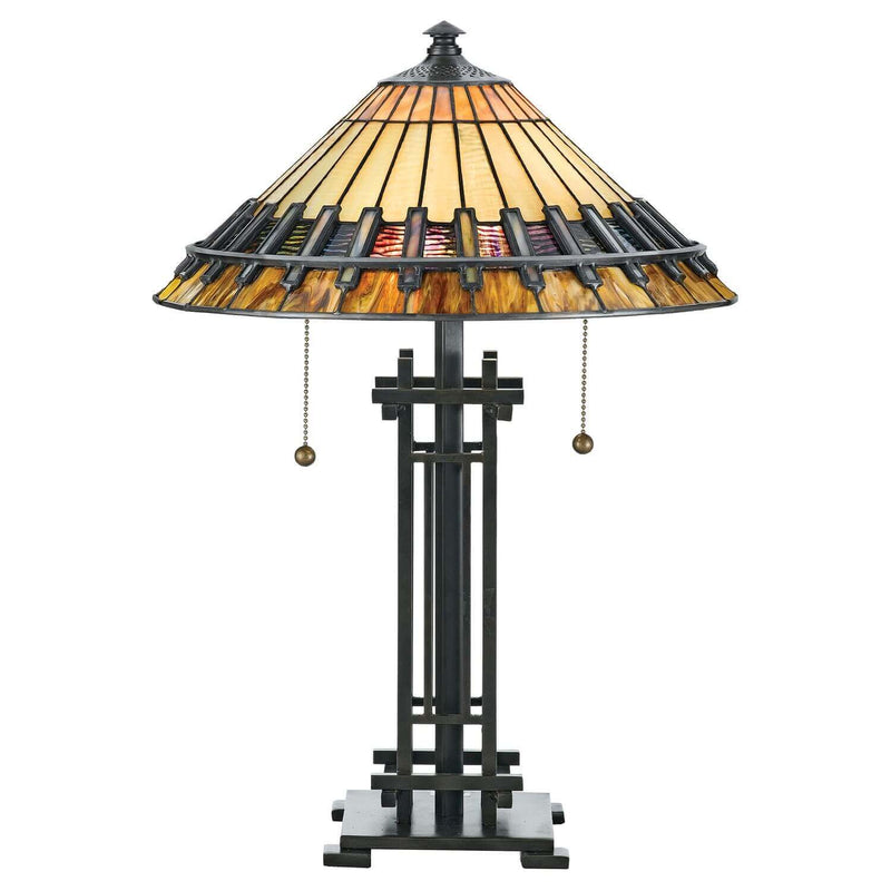 Lampe à poser Chastain 2 lumières bronze, verre