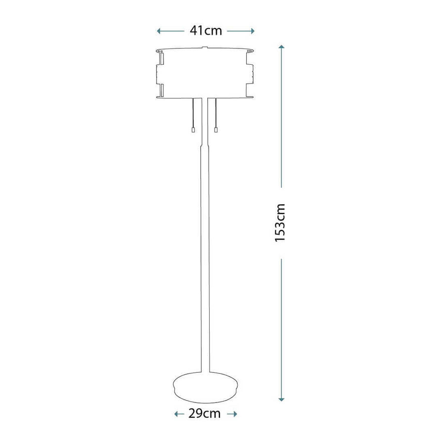 Schéma coté du lampadaire, hauteur 153 cm et largeur 41 cm