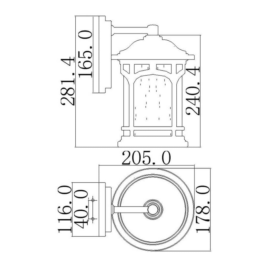Applique extérieure Marblehead bronze, verre, H 28,1 cm