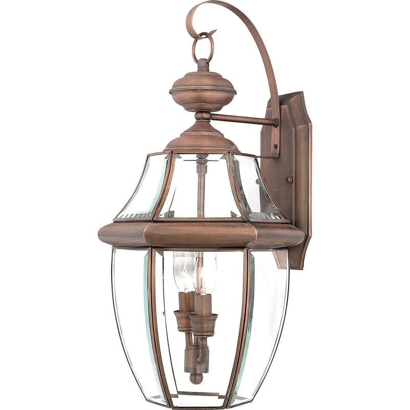 Applique extérieure Newbury 2 lumières cuivrée, verre