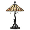 Lampe à poser Whispering 2 lumières bronze et crème, verre