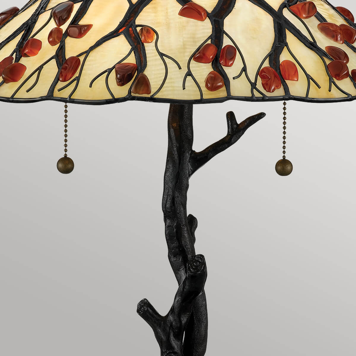 Lampe à poser Whispering 2 lumières bronze et crème, verre