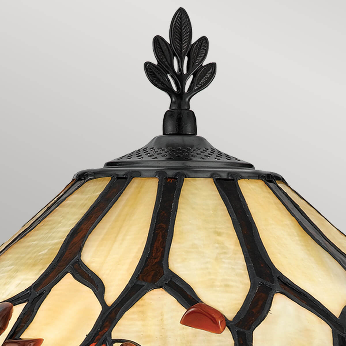 Lampe à poser Whispering 2 lumières bronze et crème, verre