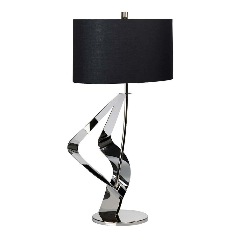 Même lampe avec abat-jour noir uni, vue de face sur fond blanc