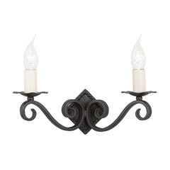 Applique murale Rectory 2 lumières noire, L 33 cm