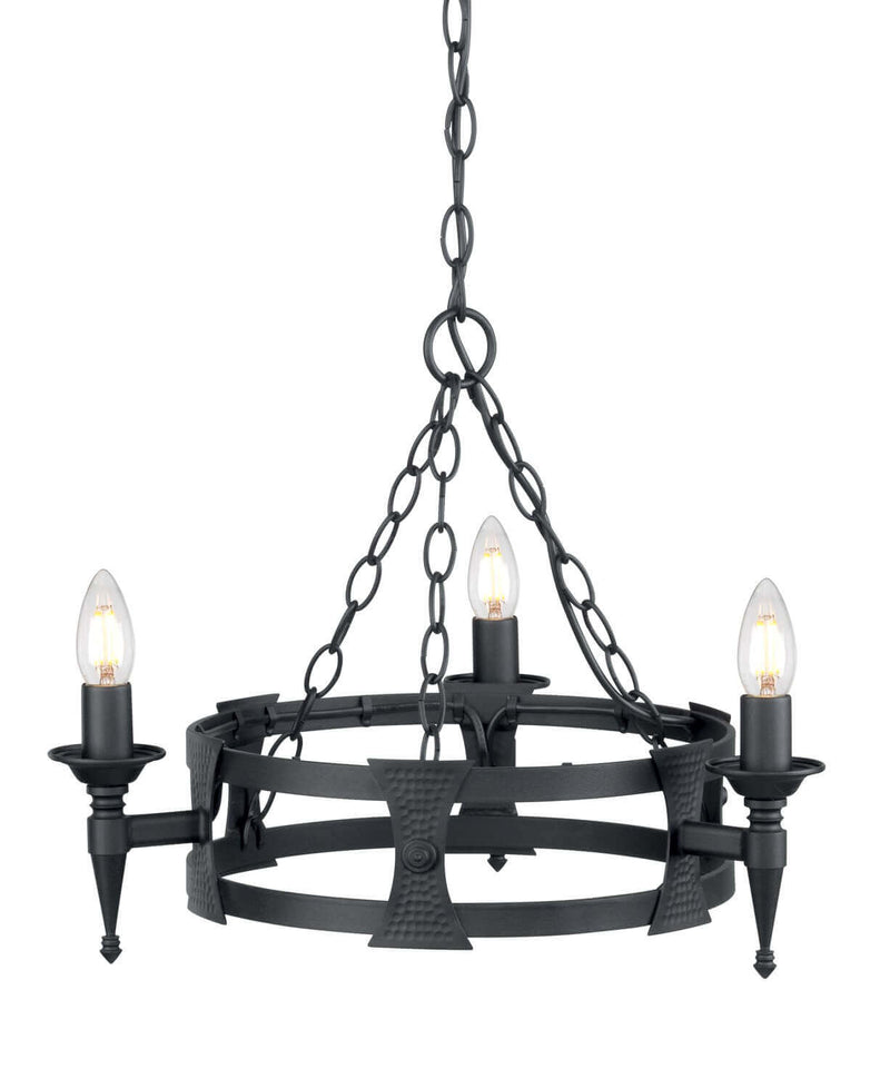 Lustre Saxon 3 lumières noir