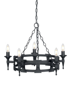Lustre Saxon 5 lumières noir