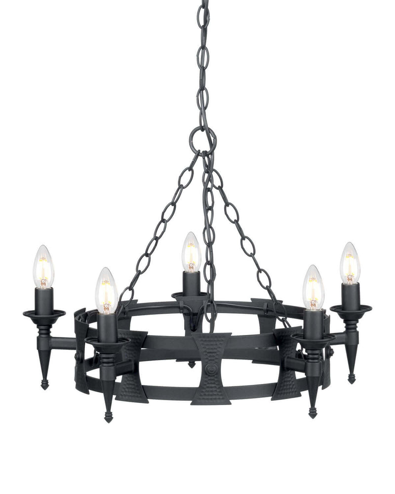 Lustre Saxon 5 lumières noir