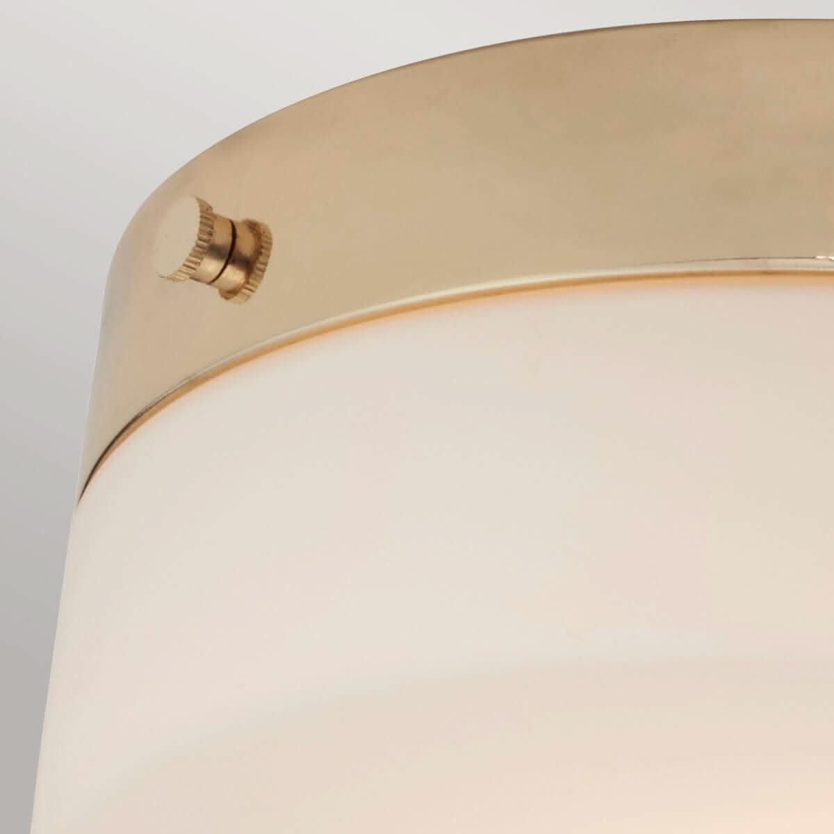Détail de la bague dorée et de la vis de fixation latérale