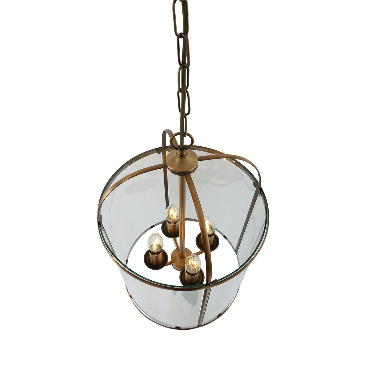 suspension lanterne bronze, cage en verre 4 lumières | Pimpernel
