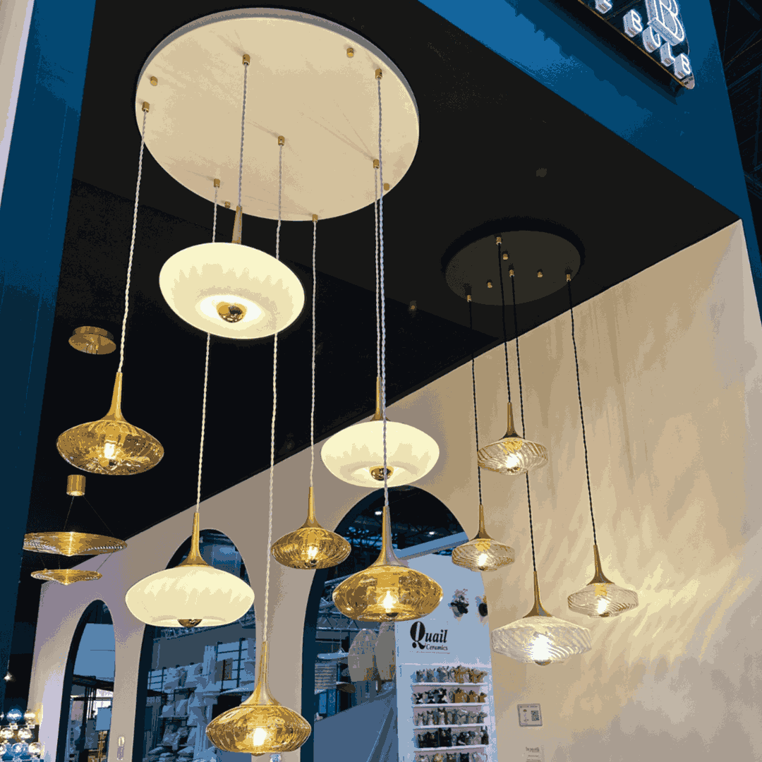 Rosace Grace 07 – Rosace 7 lumières en verre soufflé, style contemporain et structuré