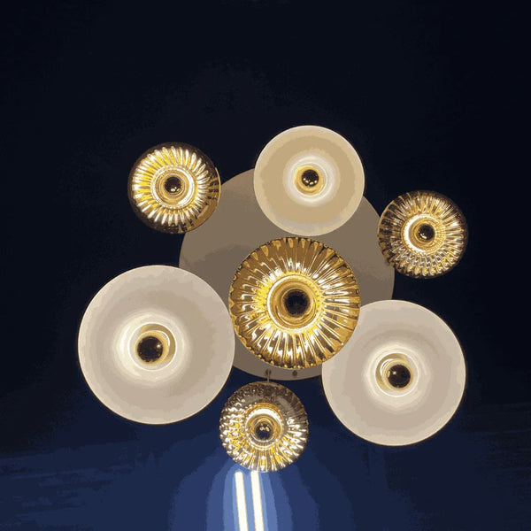 Rosace Grace 07 – Rosace 7 lumières en verre soufflé, style contemporain et structuré