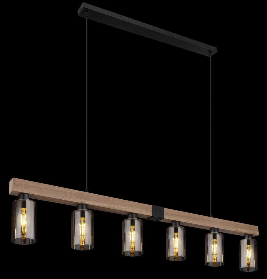 Suspension Hadera noire mat, L 140 cm