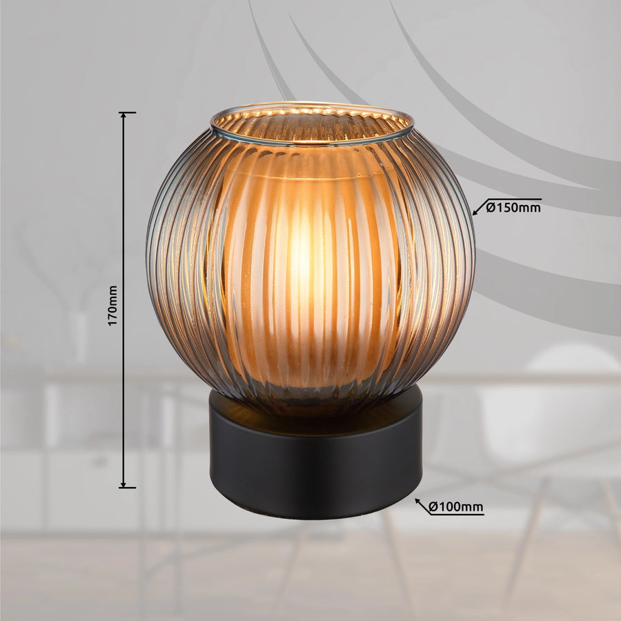 Schéma de dimensions cotées : hauteur 170 mm, diamètre 150 mm et base 100 mm