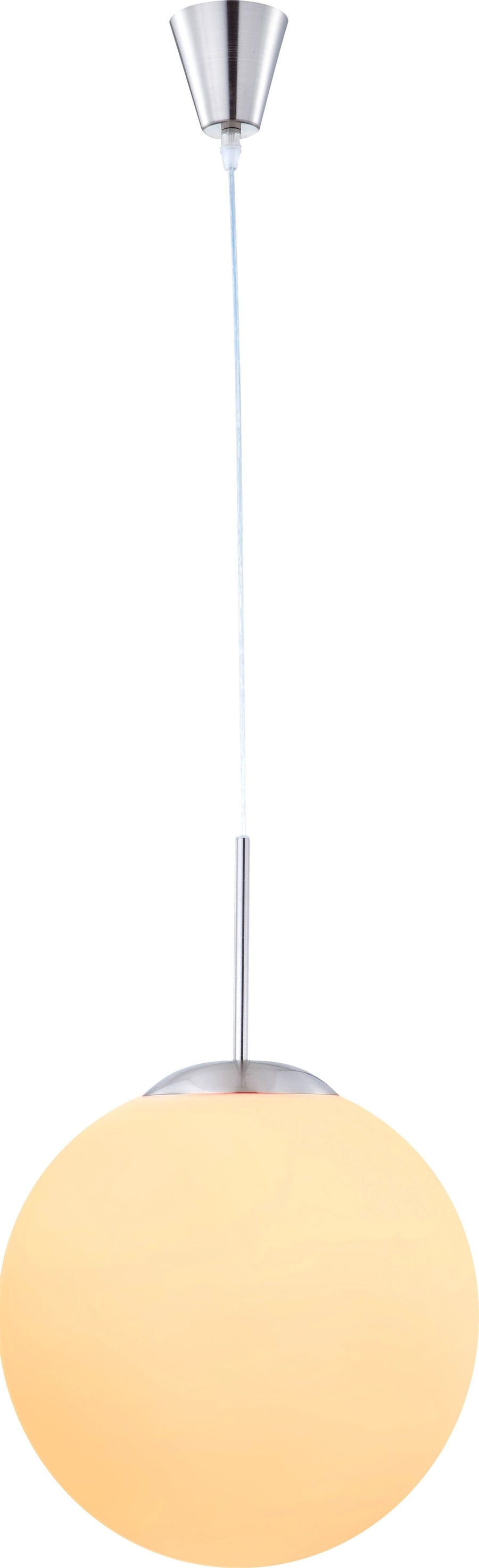 Détail du globe lumineux, de la douille et du câble de suspension