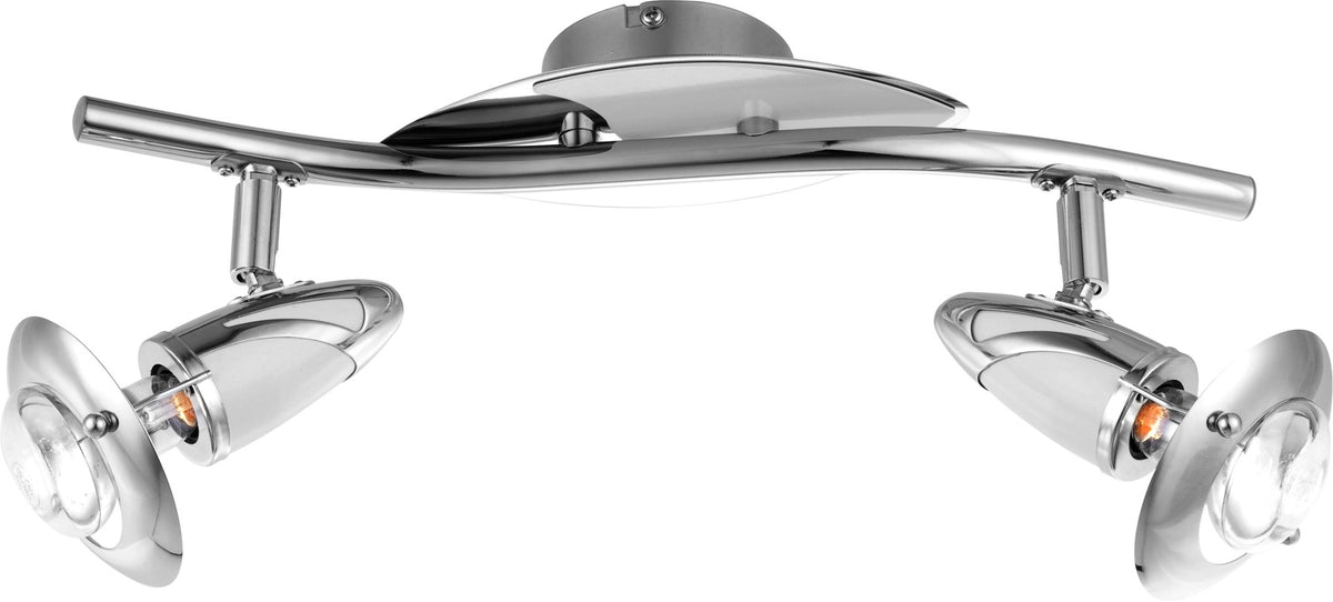 Vue en plongée du plafonnier fixé au plafond, avec les deux spots orientés vers le bas.