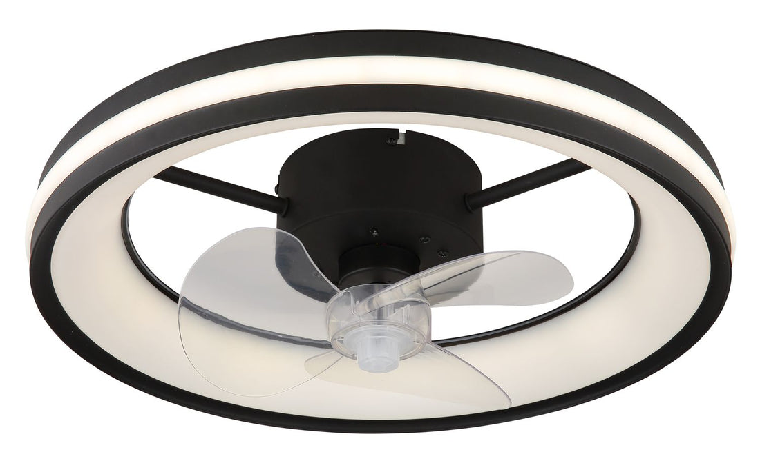 Ventilateur de plafond lumineux Gatian noir mat