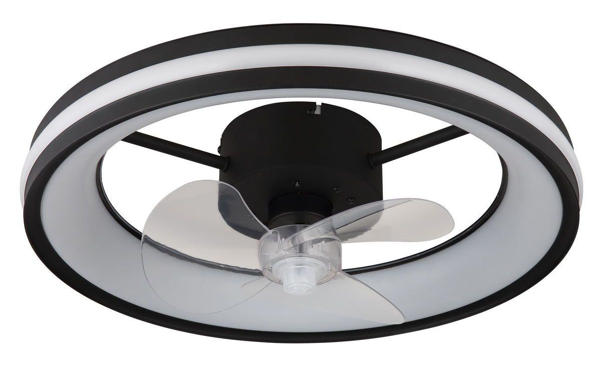 Ventilateur de plafond lumineux Gatian noir mat