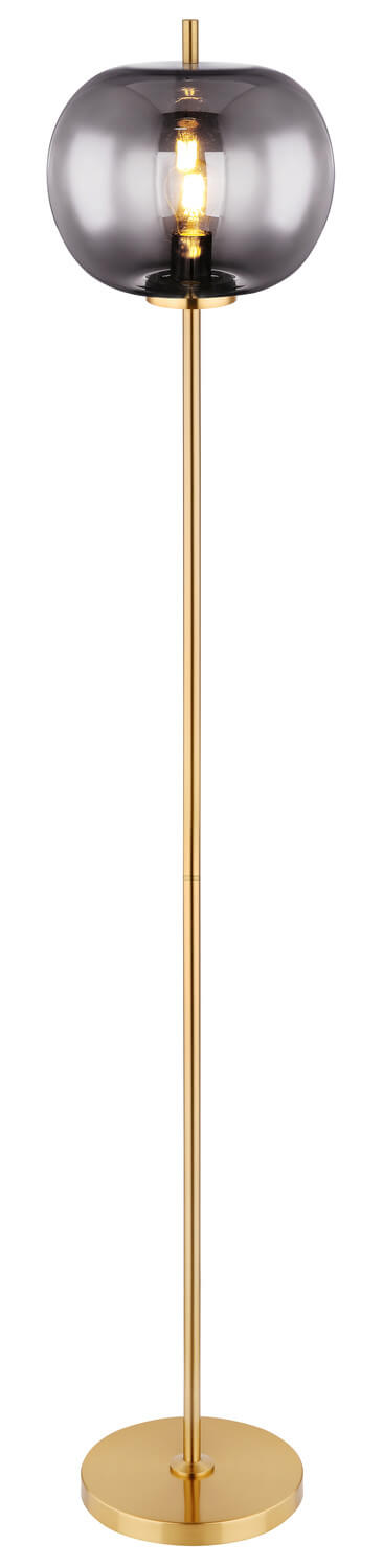 Vue de profil du luminaire, mettant en évidence la finesse de la tige dorée.