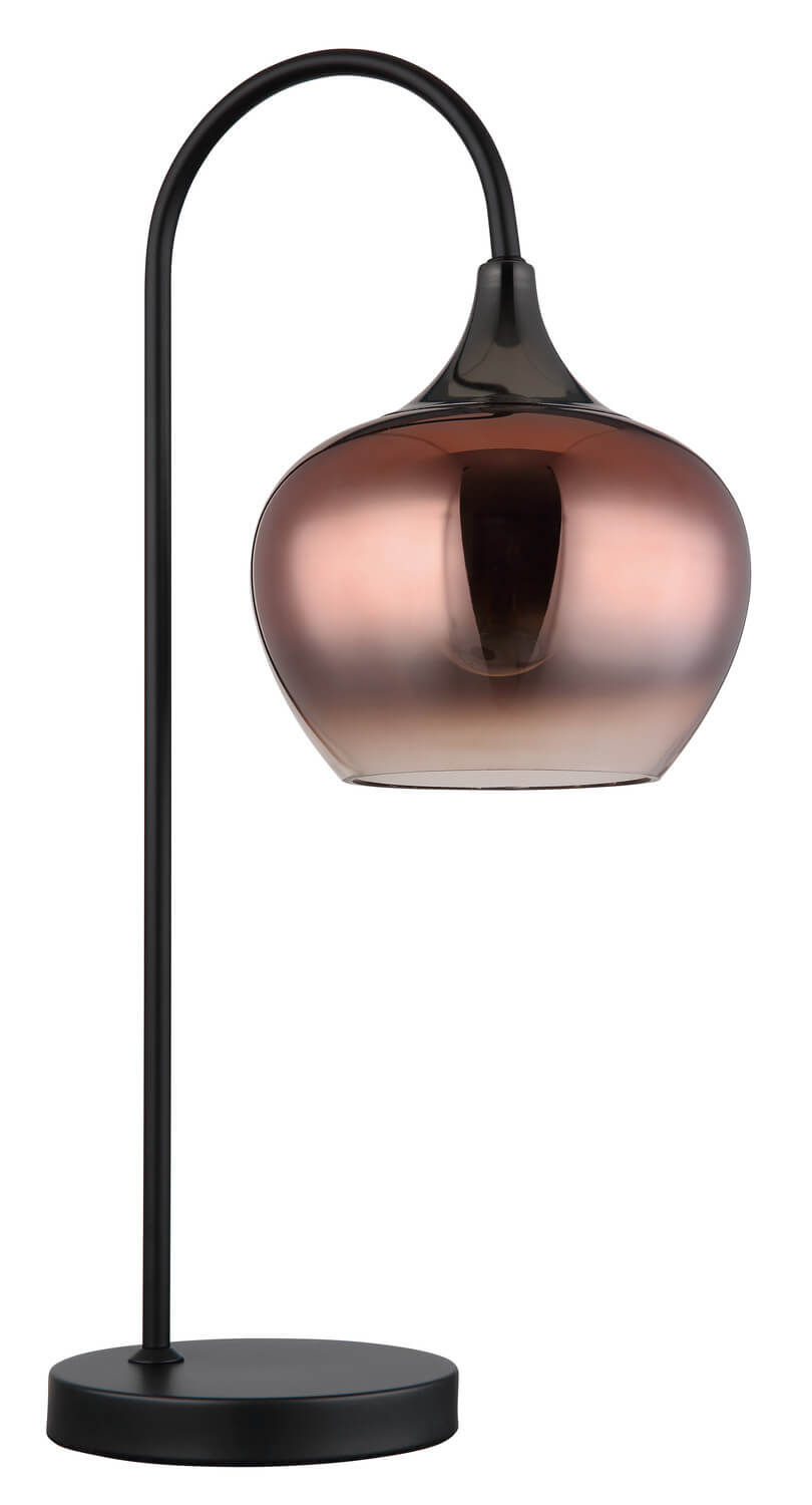 Vue rapprochée de l'abat-jour en verre rose sans ampoule allumée.