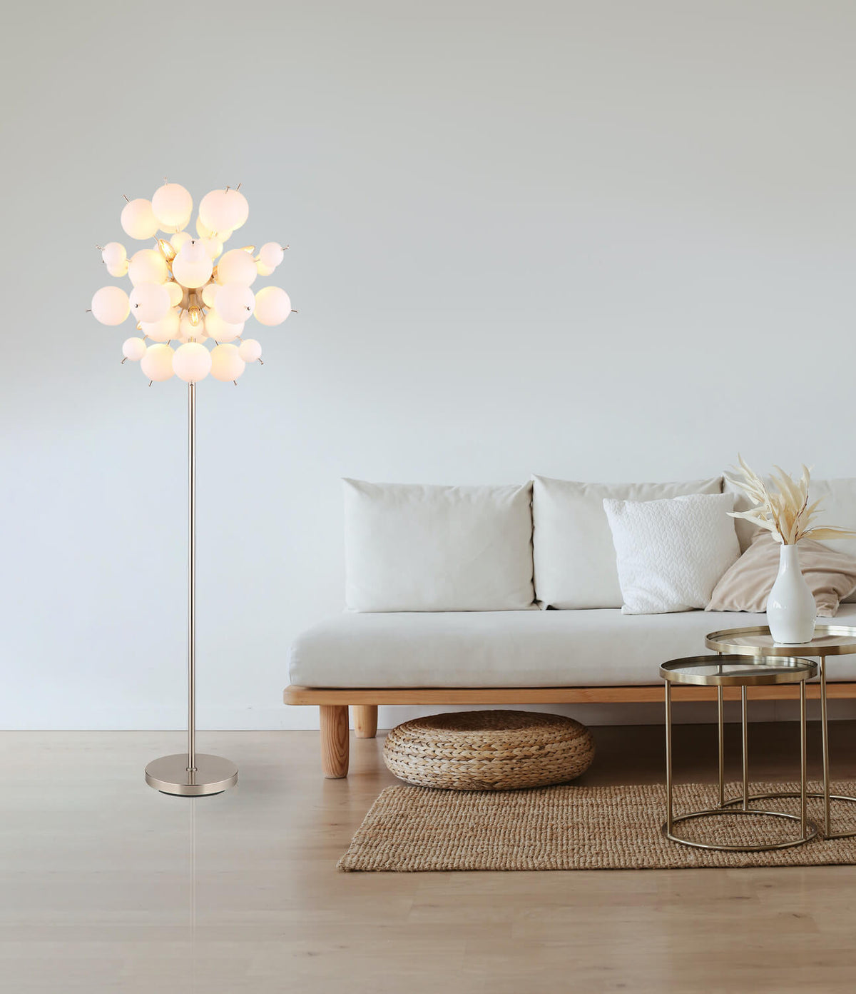 Lampadaire Udo nickel satiné