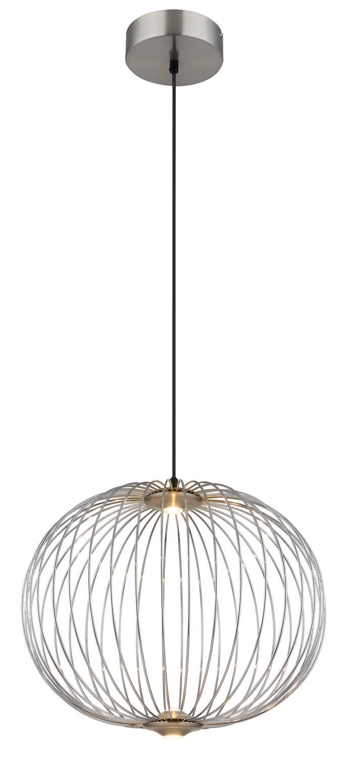 Vue verticale du luminaire suspendu avec câble noir et cache-piton circulaire