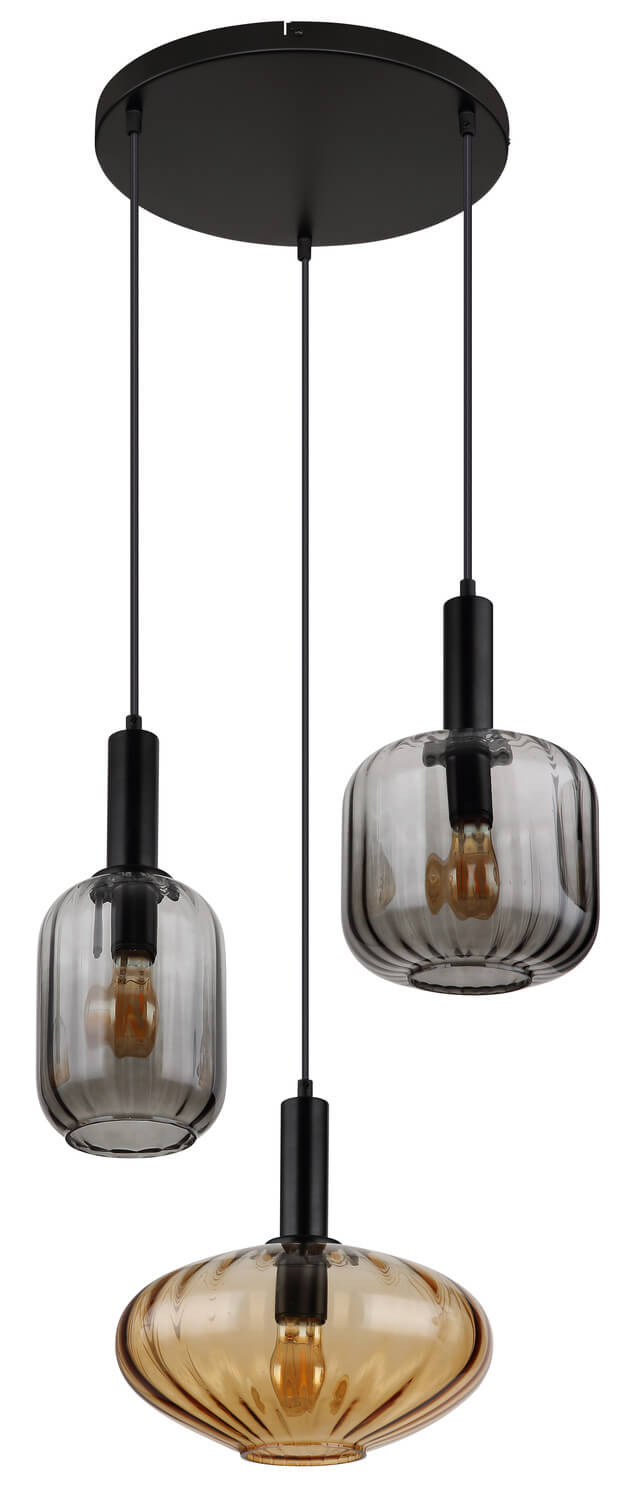 Suspension Valletta noire mat (15719-3)