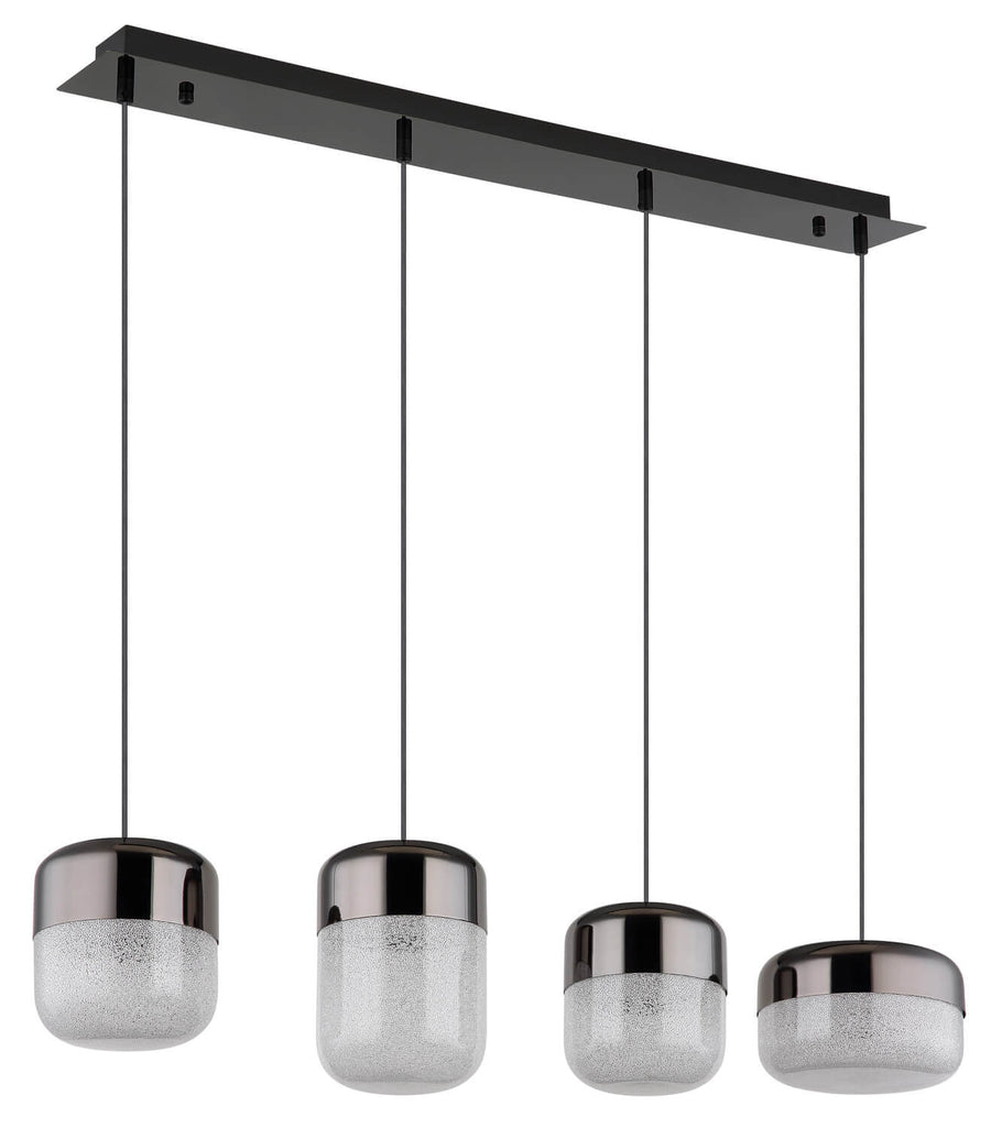 Vue de face éteinte montrant les diffuseurs en verre clair et la finition anthracite