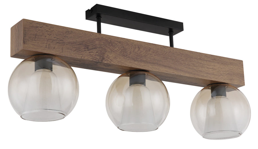 Détail des globes en verre éteints, abat-jours intérieurs et fixations noires