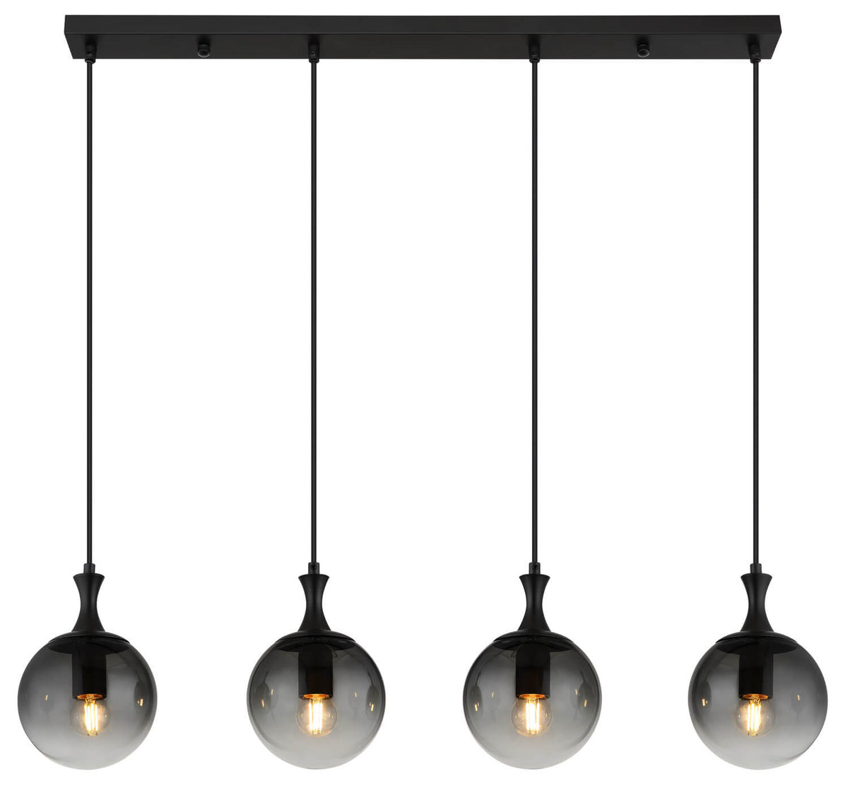Suspension Dalton noire mat, H 130 cm
