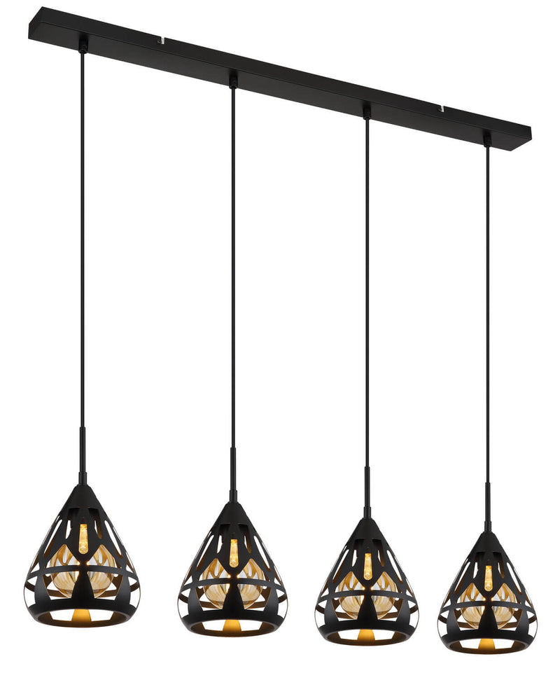 Suspension Hassan noire mat (15889-4H)