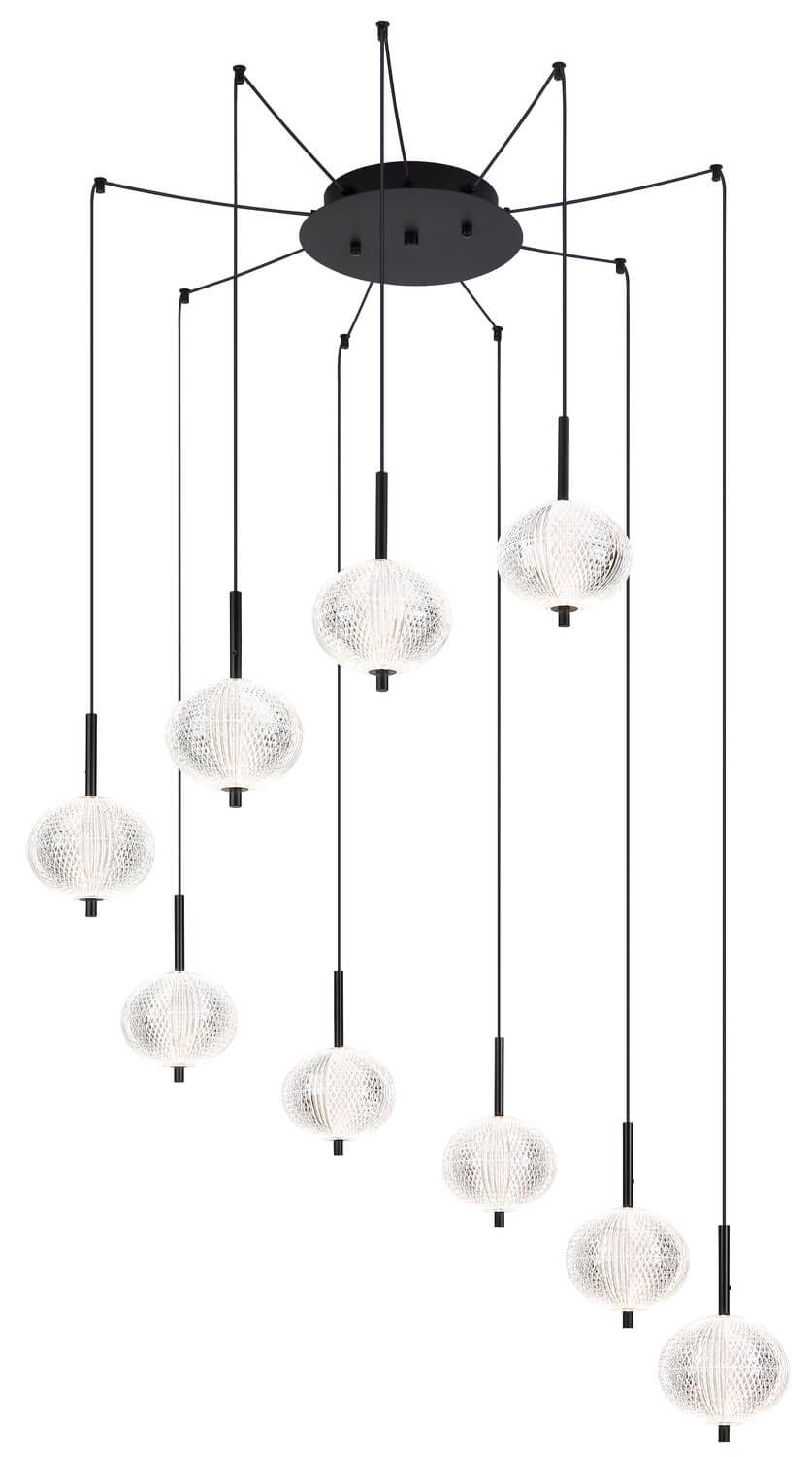 Second angle produit montrant les neuf globes suspendus à des hauteurs différentes
