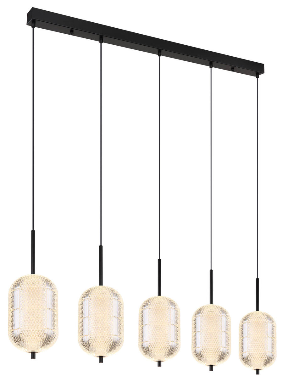 Luminaire allumé diffusant une lumière chaude à travers le verre texturé