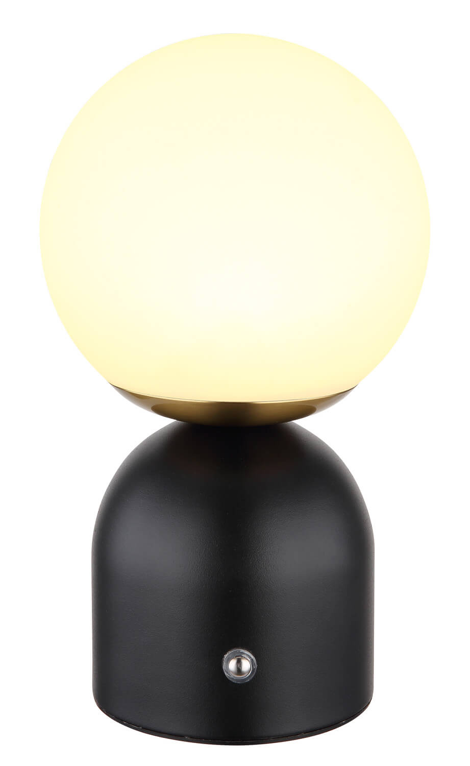Produit de face, lumière chaude allumée dans le globe sphérique