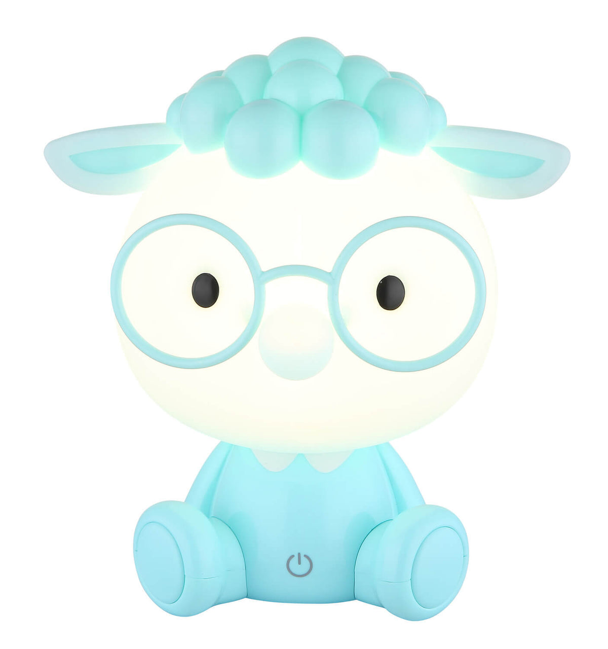 Produit de face, lumière allumée, détail des lunettes et du museau