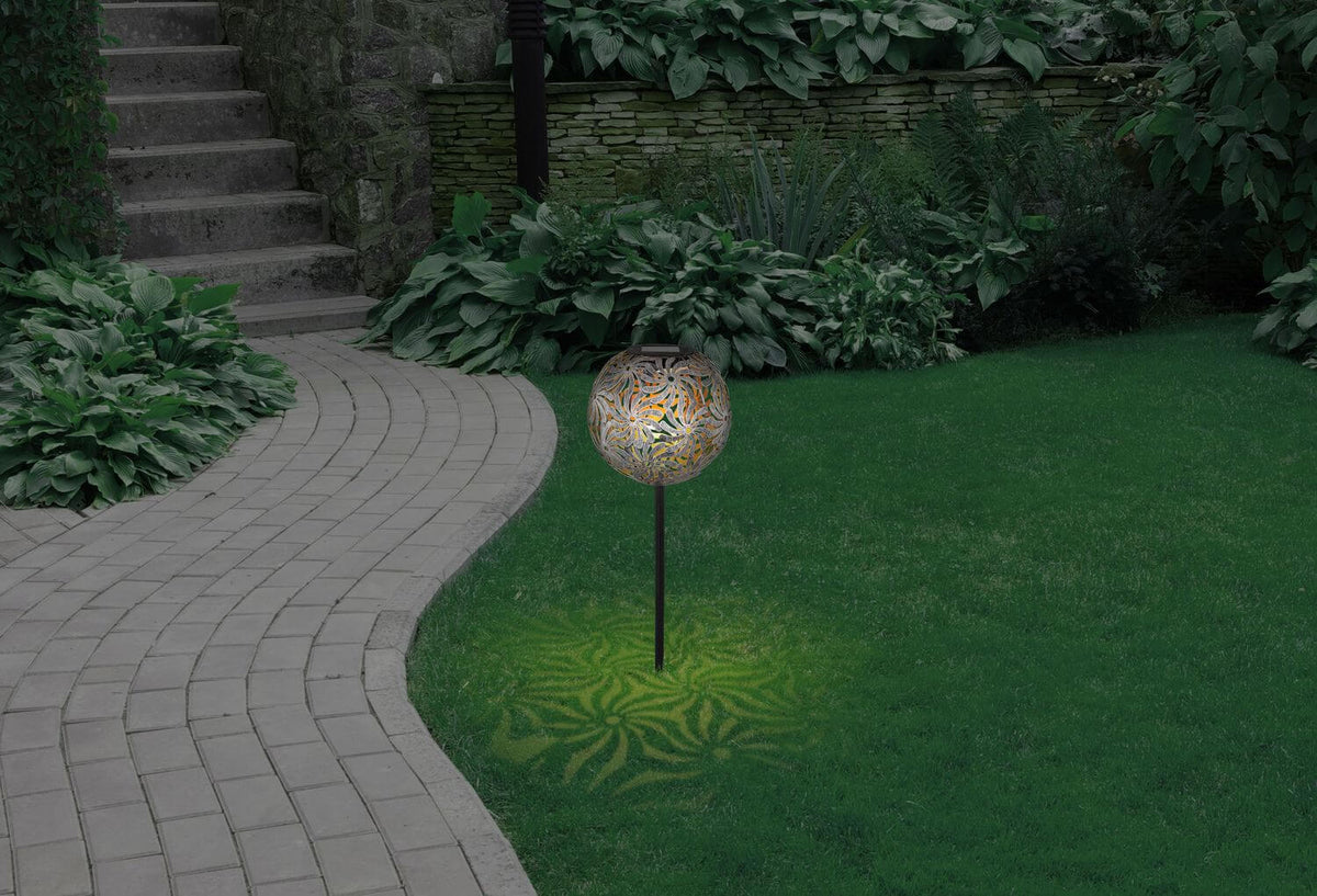 Luminaire extérieur argenté et gris, H 54 cm
