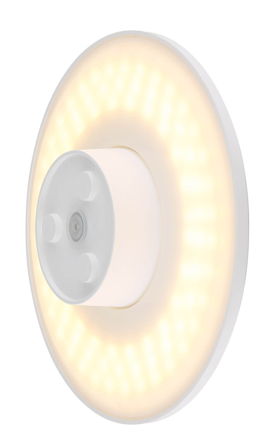 Détail de la face arrière éclairée, couronne de LED allumées en lumière chaude