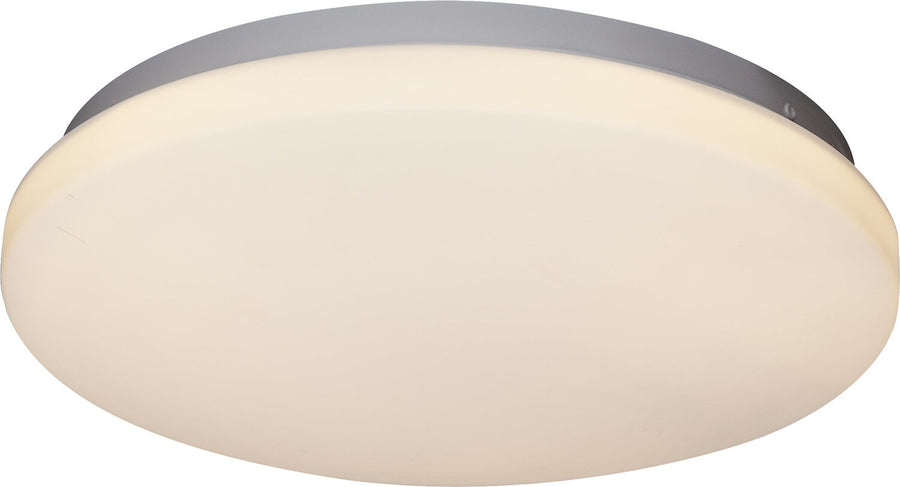 Vue rapprochée du luminaire montrant la finition du verre dépoli et la collerette grise