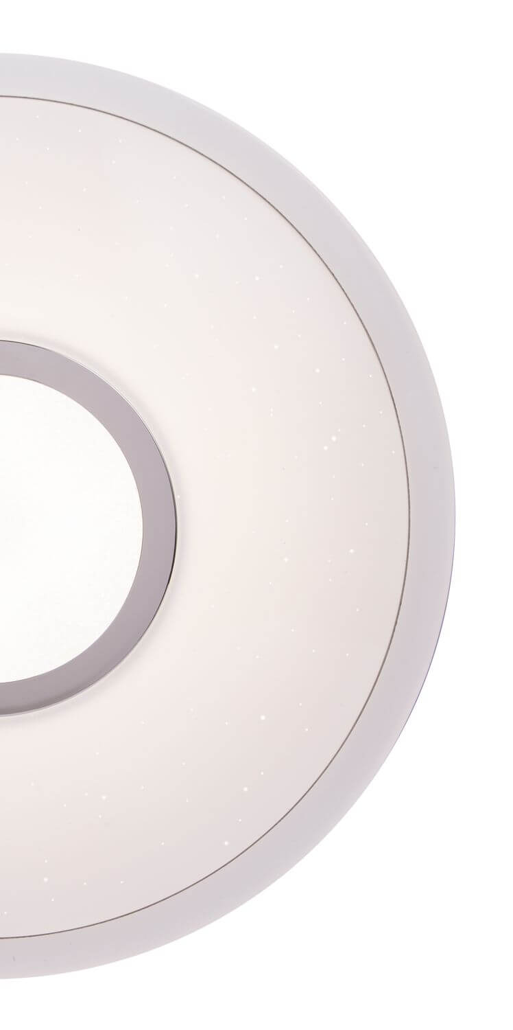 Détail du diffuseur blanc moucheté avec anneau central gris