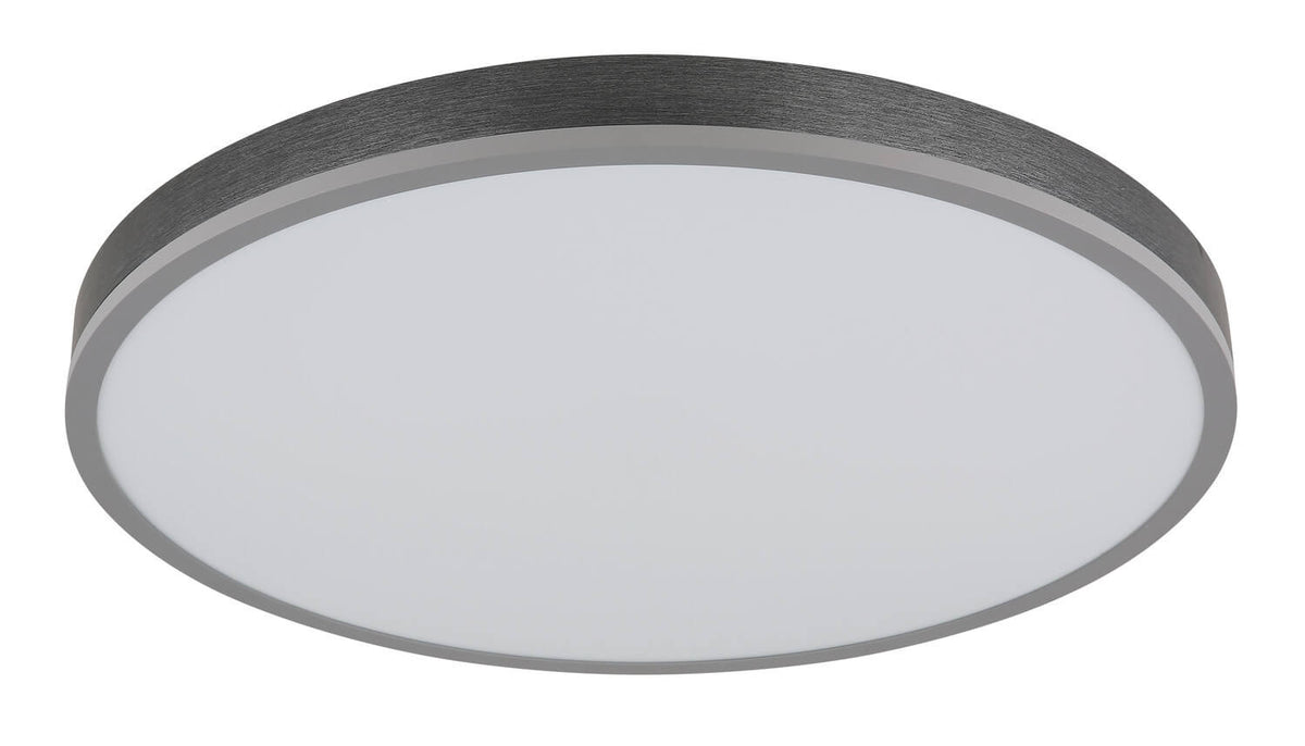 Produit de face, diffuseur blanc éteint, cerclage gris anthracite à effet brossé