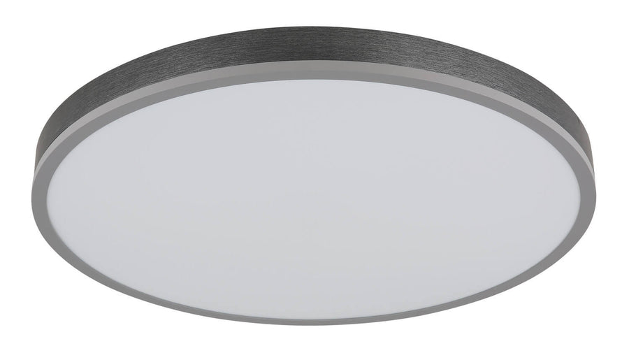 Produit de face, diffuseur blanc éteint, cerclage gris anthracite à effet brossé