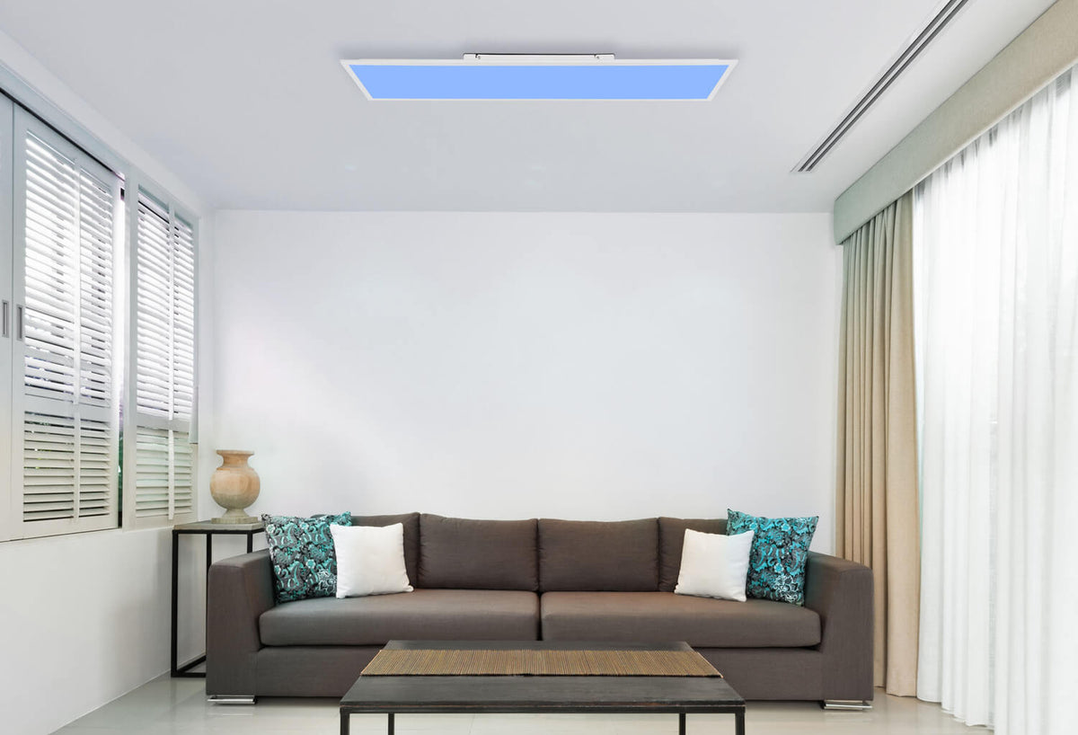Plafonnier Doro blanc mat et aluminium, L 120 cm