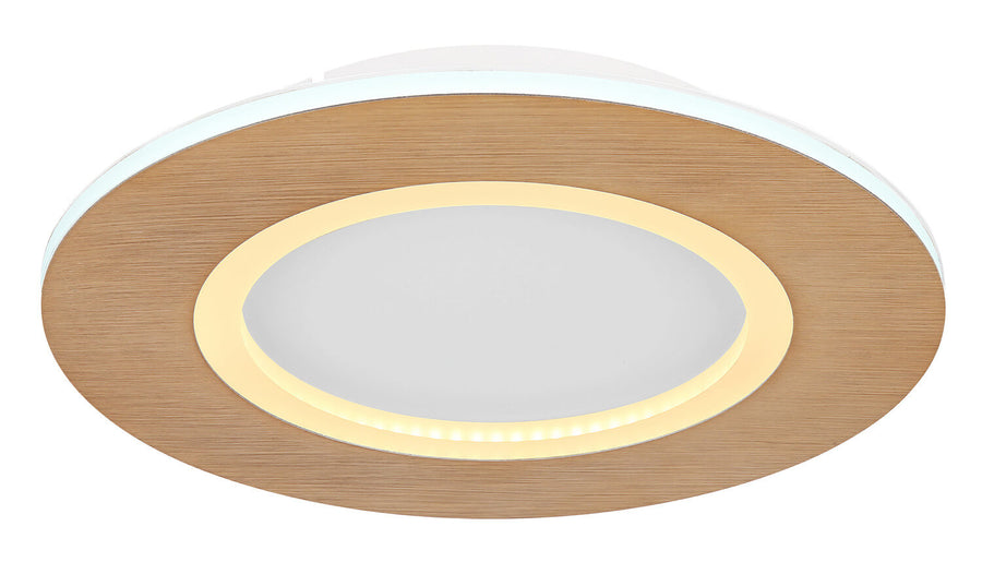 Gros plan sur le diffuseur central blanc et le halo lumineux allumé