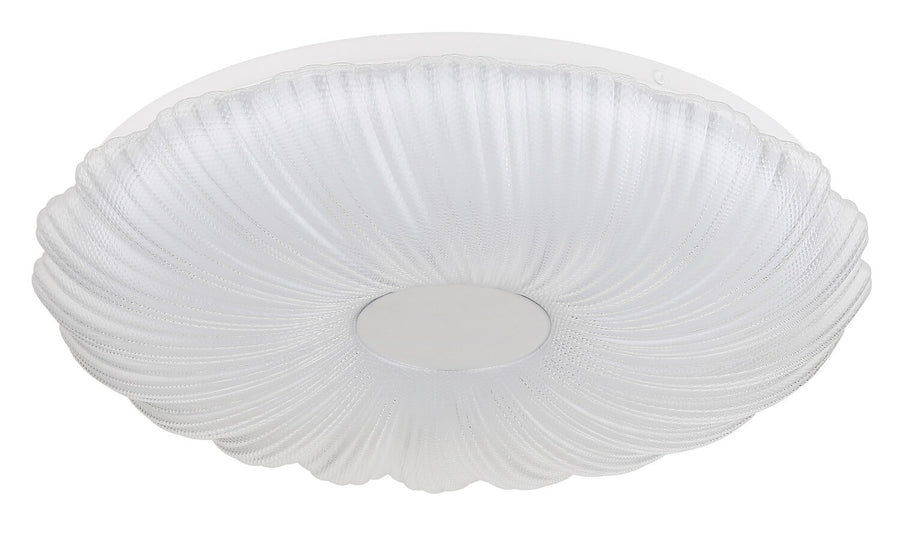 Vue de profil du luminaire blanc révélant le bord ondulé de la vasque