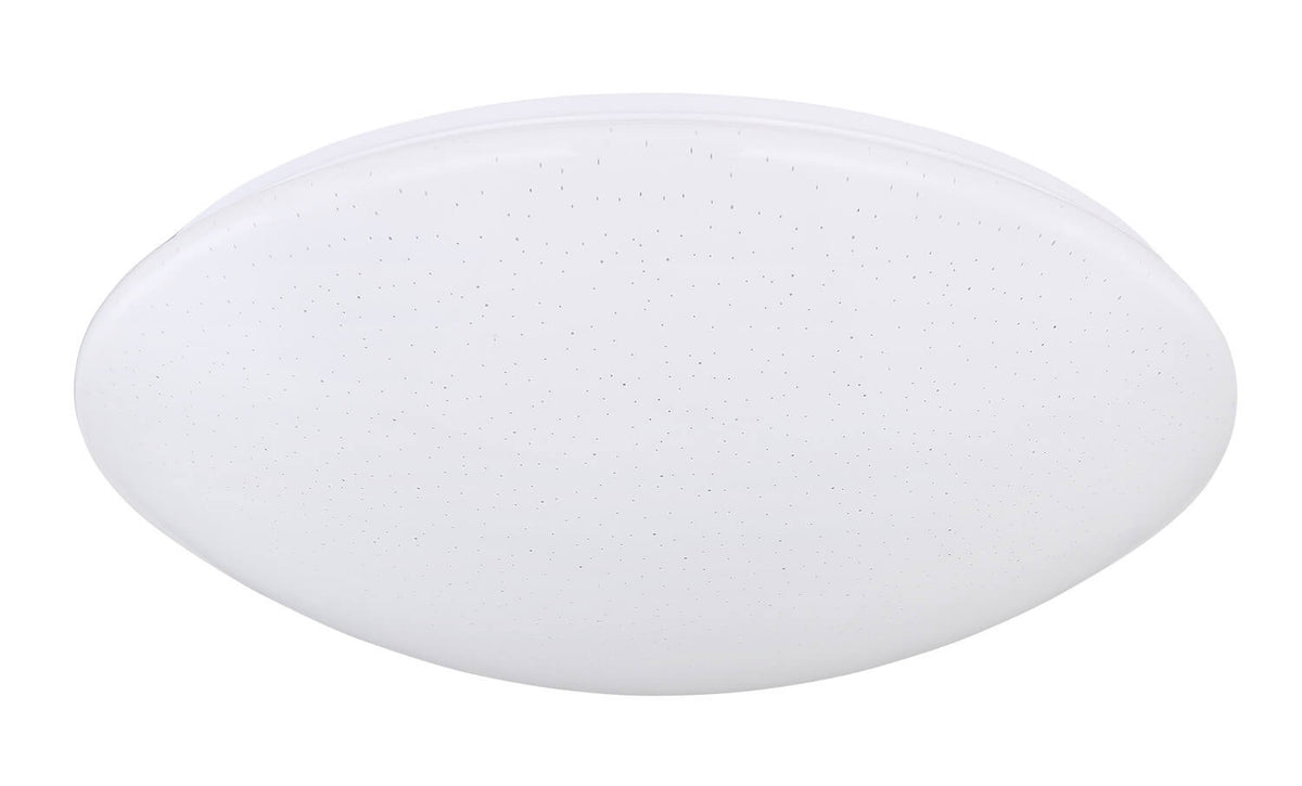 Diffuseur blanc éteint vu de dessous, surface ponctuée de petits points