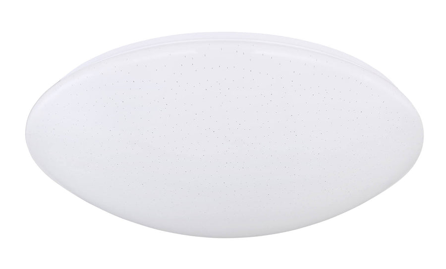 Diffuseur blanc éteint vu de dessous, surface ponctuée de petits points