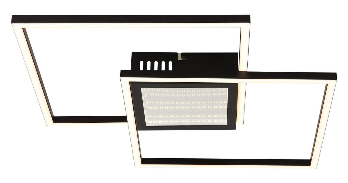 Plafonnier Saunders noir mat, L 42,6 cm